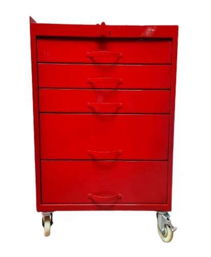 Red Mild Steel Drawer Automobile Tool Trolley For Industrial At Rs