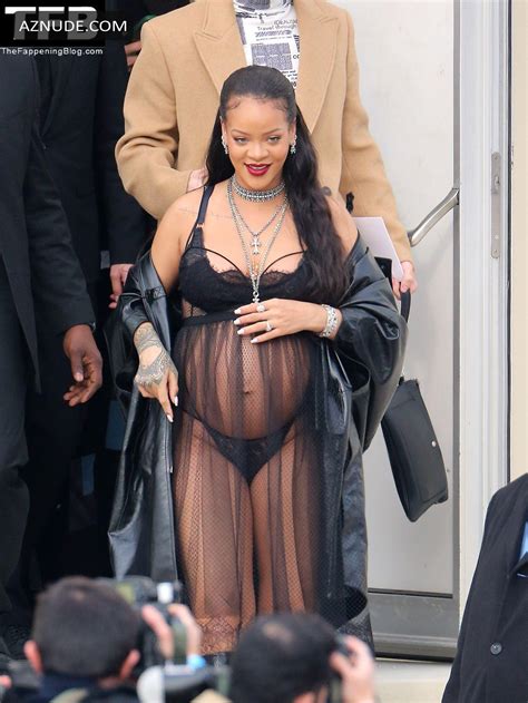 Rihanna Sexy Seen Flaunting Her Hot Tits At The Dior Fashion Show In Paris Aznude