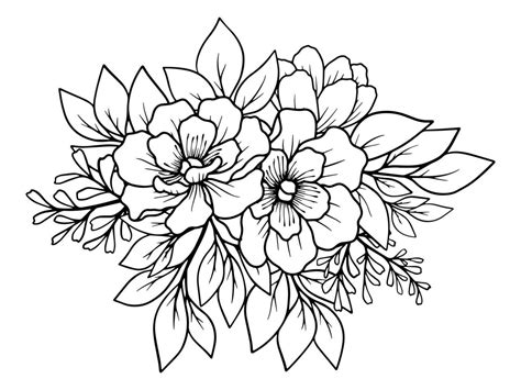 Flower Line Art Black and White 40314263 Vector Art at Vecteezy