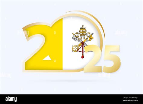 Year 2025 with Vatican City Flag pattern. Vector Illustration Stock