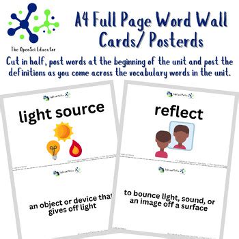 Openscied Light Matter Vocabulary Word Wall By The Opensci Educator