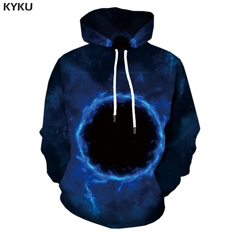 Kyku 3d Hoodies Space Galaxy Sweatshirts Men Black Hole Hoodes 3d Blue