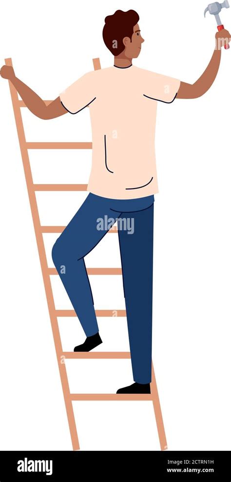 Man On Ladder Vector