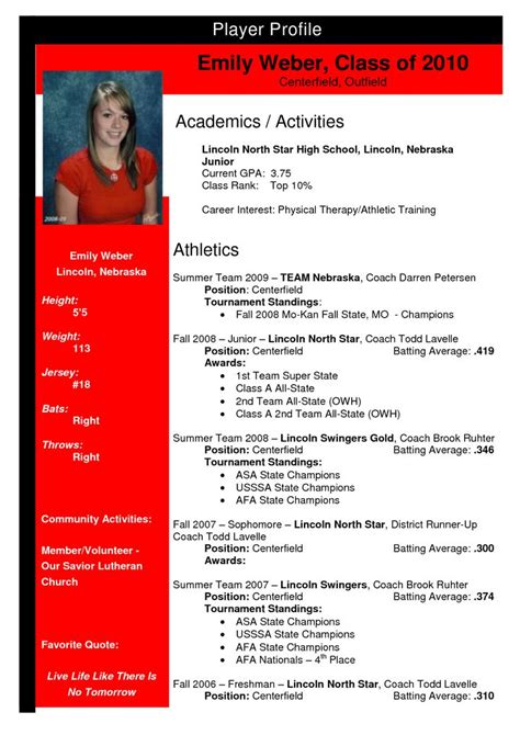 College Soccer Profile Template