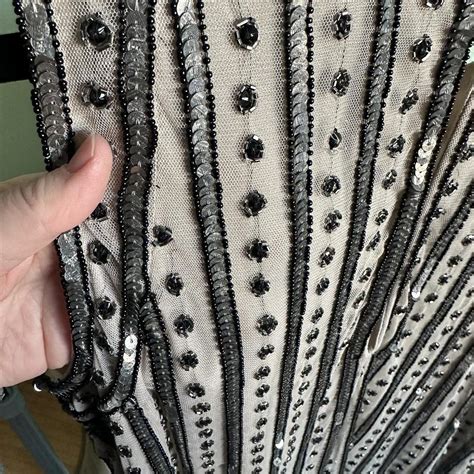 Nude Sequin And Bead Dress Mini Dress Does Have Wear Depop