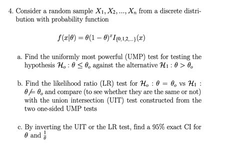 Solved Consider A Random Sample X1x2xn From A Discret