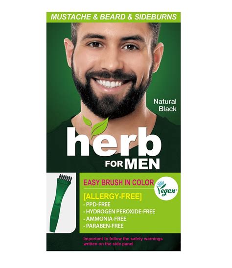 Herb For Men Mustache And Beard Dye Ppd And Ammonia Free Vegan Natural Black