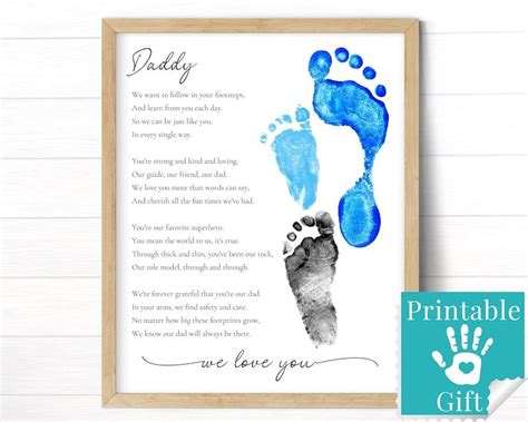 T For Daddy From Kids Footprint Craft Boot Print Art Birthday