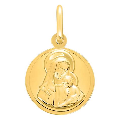 Médaille Vierge à lenfant Or Jaune 375 Emanessence Ocarat