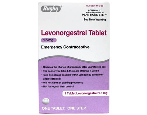 Rugby Levonorgestrel Tablet 1 5mg X2 Emergency Contraceptive Compare To