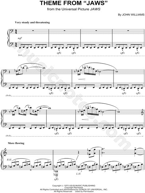 "Theme from Jaws" from 'Jaws' Sheet Music (Piano Solo) in A Minor - Download & Print - SKU ...