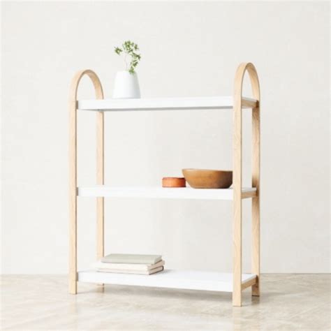 Umbra Etagere Basse Etroite A Poser Etroite Bois Clair Blanc Bellwood