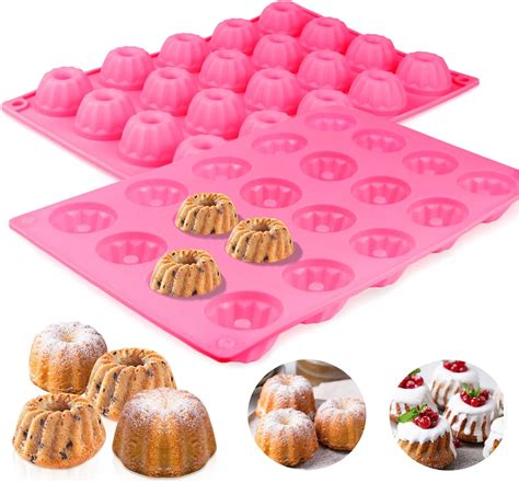 GKZB Silicone Bundt Cake Mould Pack Of 2 Mini Bundt Cake Moulds