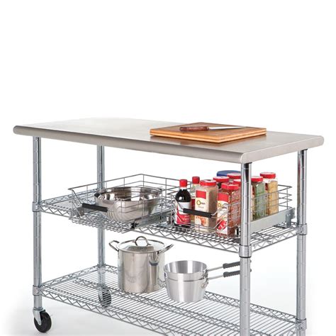 Commercial Stainless Steel Kitchen Island Worktable Utility Storage