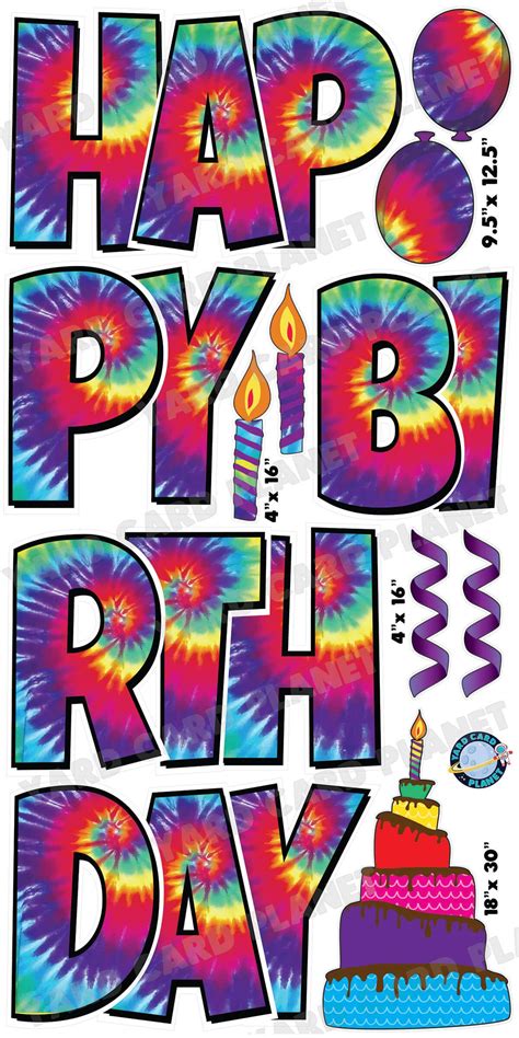 Large 23 5 Tie Dye Themed Happy Birthday Yard Card EZ Quick Set In