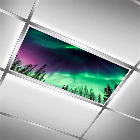 Styubn Office Fluorescent Light Cover 4 Pack， Aurora Borealis Film Insert For Ceiling Light