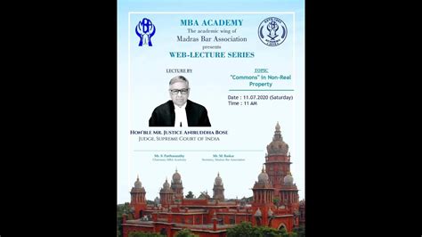 Lecture By The Hon Ble Mr Justice Aniruddha Bose Judge Supreme Court