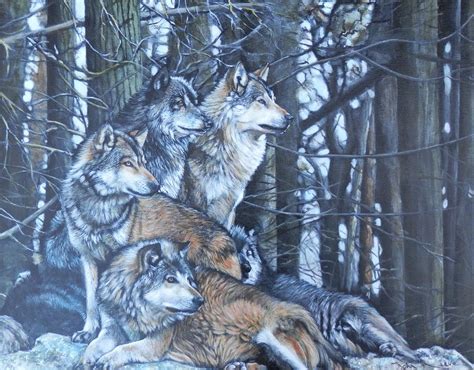 Wolf Pack Painting By John Neeve Pixels