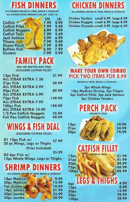 Jj Fish And Chicken Menu Menu For Jj Fish And Chicken Grand Boulevard