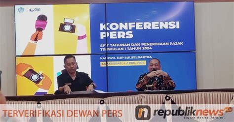 Triwulan I 2024 DJP Sulselbartra Bukukan Rp3 57 Triliun Penerimaan Pajak