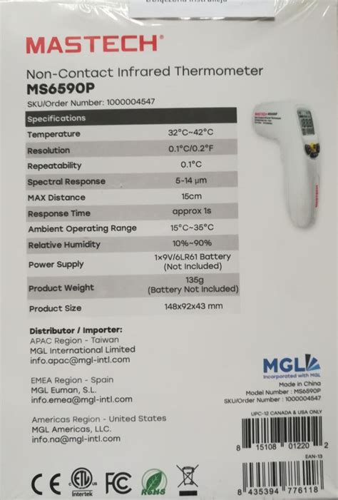 Infrarot Thermometer Fieberthermometer Mastech Ms P Wei Neu Ovp