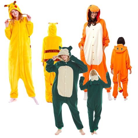 Pokemon Charmander Pikachu Snorlax Piplup Onesie Costume For Adults