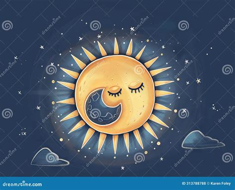 Cute Solar Eclipse Illustration Stock Illustration Illustration Of