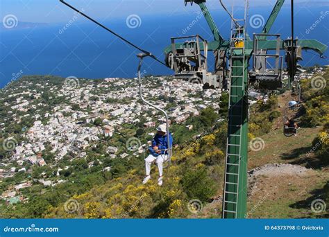 Capri Chairlift To Mount Solaro Editorial Stock Photo - Image of grass ...