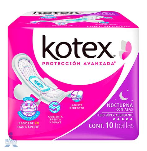 Toalla Sanitaria Kotex Nocturna Con Alas 10 Pzas Ibarra Mayoreo