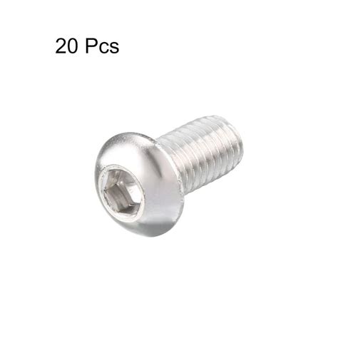 Uxcell M6 X 12mm Stainless Steel Hex Socket Button Head Screws Bolts 20pcs