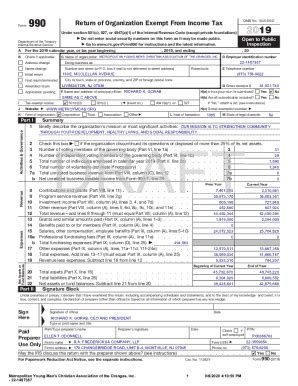 Fillable Online PUBLIC DISCLOSURE COPY 990 Return Of Metroymcas