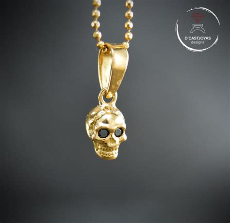 K Gold Tiny Skull Charm With Natural Stones Set Cool Gift Etsy