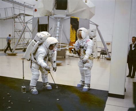 Buzz Aldrin Left And Neil Armstrong Right Training For Their