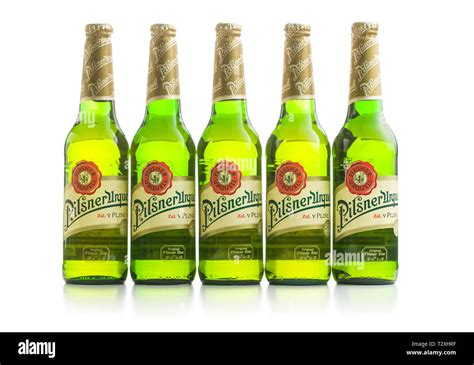 Pilsner Urquell Lager Beer Bottle Isolated On White Background Pilsner