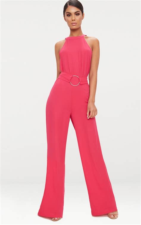 Fuchsia Ring Detail Jumpsuit Prettylittlething Il