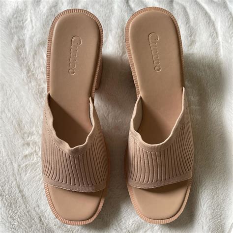 Nude Block Heels Size US 9 25 Depop