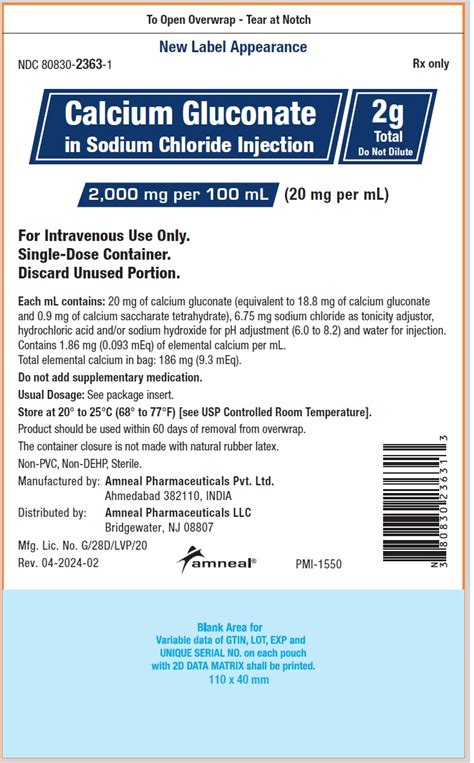 Calcium Gluconate Injection Package Insert Drugs