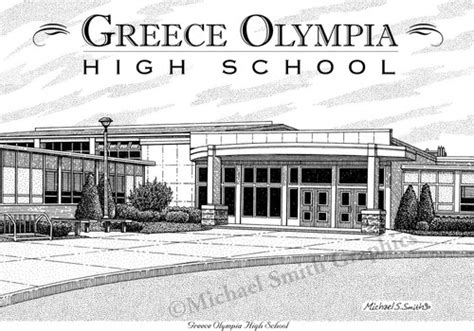 Greece Olympia High School wall art print by Michael Smith Graphics