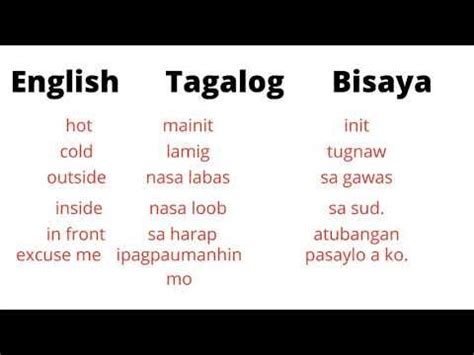 English tagalog bisaya useful everyday words – Artofit