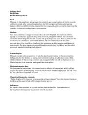 Electrochem Pre Lab Docx Anthony Kucel PCHEM Lab Electrochemistry