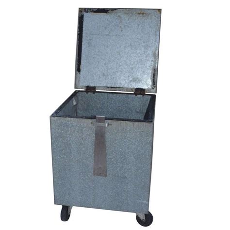 Galvanized Steel Bin With Lid On Wheels At 1stdibs Galvanized Box