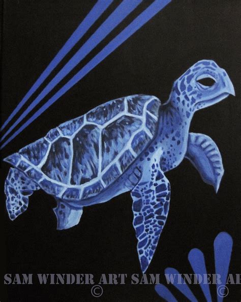 Sam Winder Turtle Blue Monochromatic