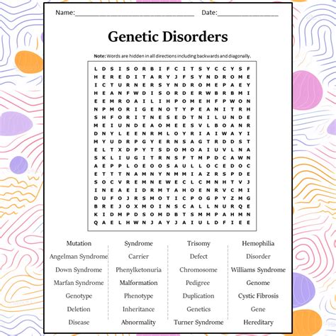 Exploring Genetics Through Genetic Disorders Worksheets Library