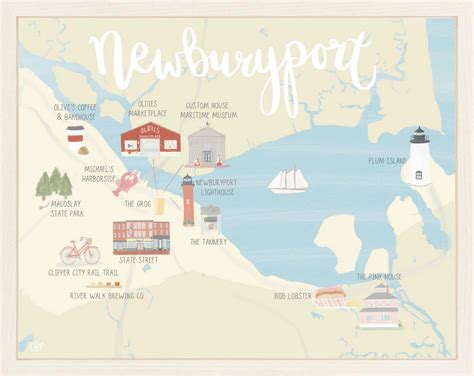 Newburyport Map Print Palm Prints