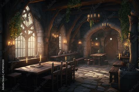 Fairytale Fantasy Interior Of A Medieval Castle Ai Generated Stock