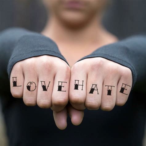 Love and Hate Temporary Tattoo Sticker - OhMyTat