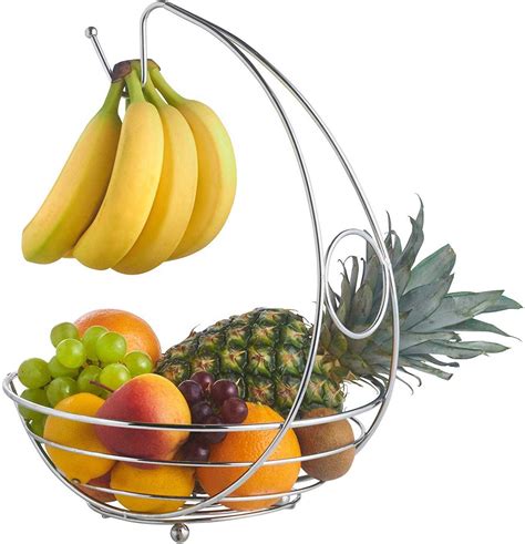 Fruit Bowl Holder With Banana Hanger Hook Tree Fruit Bowl Basket Stand