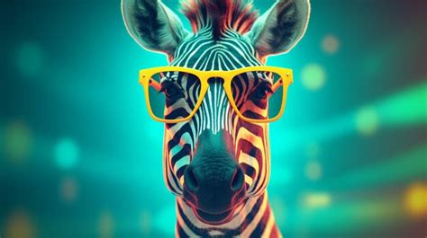 Premium Ai Image Generative Ai Of A Zebra With Funky Glasses