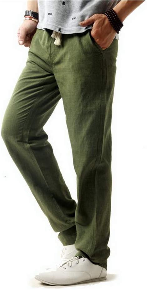 Pantalones de Lino para Hombre Estilo Casual clásicos para