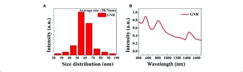 A Size Distribution Of Gnrs B Absorption Spectra Of Gnrs Water